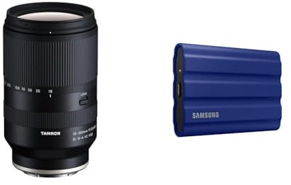 TAMRON - 18-300mm F/3.5-6.3 Di III-A VC VXD - Zoom lens for APS-C mirrorless Sony cameras - Model B061S & Samsung T7 Shield Portable SSD 2 TB - USB 3.2 Gen.2 External SSD Blue (MU-PE2T0R/EU)
