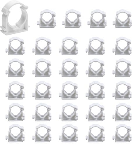 RHQFDM 30 Pcs PPR Tubo Morsetti 20 mm Tubo Clip Bianco Plastica Acqua Fissi Clip Universale Singolo Tubo Clip Fascetta Stringitubo Singola a Scatto Per il Fissaggio di Tubi in Cucine,Bagni e Piscine