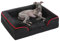 PAWZ Road Mittelgroßes Hundebett, waschbar, orthopädisch mit abnehmbarem Flanellbezug und Reißverschluss, Hundesofa für mittelgroße Hunde, 2-lagiges wasserdichtes Hundebett Schwarz, 71x58x16cm
