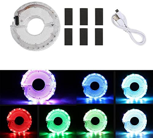 HUSHUI Fahrrad-Radnabenlichter, Wiederaufladbar, 7 Farben, 15 Modi, LED-Fahrradlichter, Bunte Fahrradspeichenlichter Sicherheitswarnung und Dekoration (A)