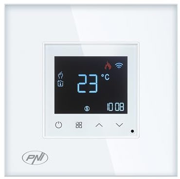 PNI Termostato intelligente CT26W WiFi riscaldamento a pavimento elettrico o gruppo di pompaggio, sensore a pavimento incluso, montaggio ad incasso, controllo dall'applicazione Tuya Smart, program