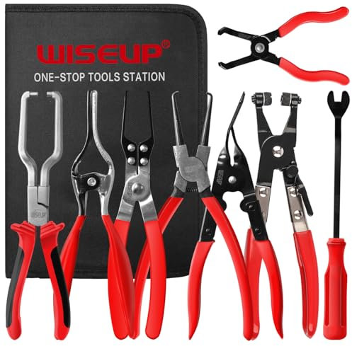 WISEUP Lot de 8 pinces pour tuyau de carburant, pince à déconnexion électrique, pince de retrait de tuyau, pince à goupille poussoir, étrier de filtre à carburant de 22,9 cm pour entretien automobile