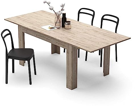 Mesa de comedor extensible de roble italiano, 140 (220) x 90 cm para espacios pequeños