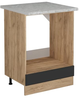 Vicco Herdumbauschrank R-Line, Herdschrank, Anthrazit Landhaus, 60 cm AP Marmor