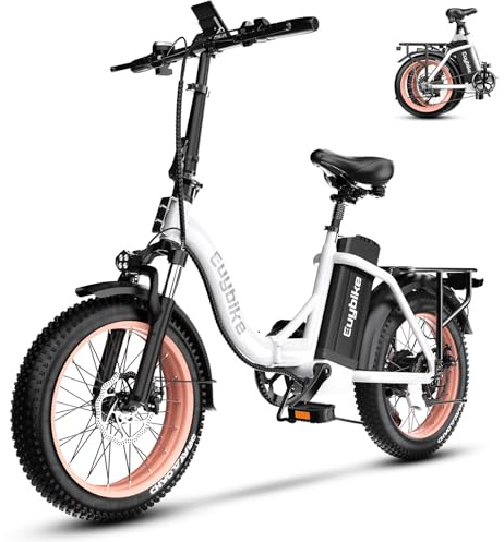Kebiko 1000W Foldable Electric Bike,48V 20AH Removable Battery Ebike,80 Miles Max Range Electric Bike for Adults,20 Fat Tire Folding Ebike,Adult Electric Bicycle for Commute Beach Snow