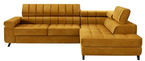 Mirjan24 Ecksofa Kaspro, Eckcouch mit Schlaffunktion und Bettkasten, Polstersofa, Couch, L-Form Sofa Wohnlandschaft, Polsterecke, Polstergarnitur, Bettsofa (Wave 05, Seite: Rechts)