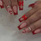 GlamRays 24 pièces ongles autocollants en forme de cœur, longs faux ongles carrés, brillants, ongles adhésifs, forme squoval, ongles acryliques rouges