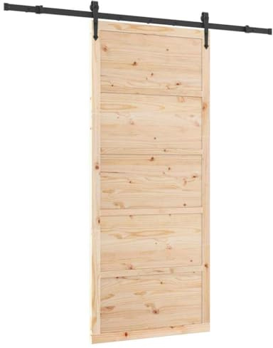 vidaXL Set di Porte Scorrevoli Rettilineo Dimensioni: 90 x 208 cm Finitura in Pino Rustico Marrone Lunghezza Rotaia 200 cm Hardware in Acciaio Utilizzo Interno per Ingressi e Soggiorni Regolabile Te