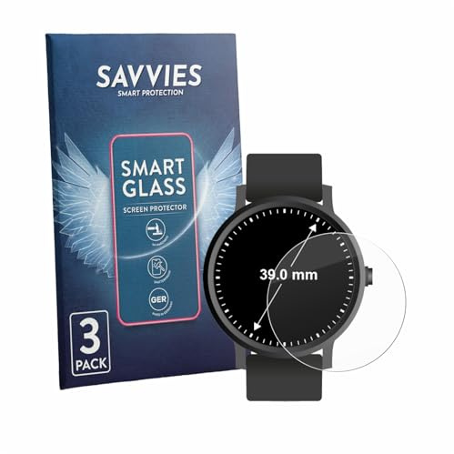 Savvies Schutzglas für | Armbanduhren (Kreisrund, ø: 39 mm) 3 Stück Transparenter Displayschutz Made in Germany Panzer Schutz Glas 9H Schutzfolie K
