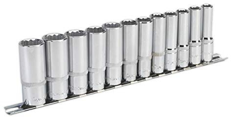 Sealey Ak2683 Socket Set 12Pc 3/8Sq Drive 12Pt Deep Walldrive Metric