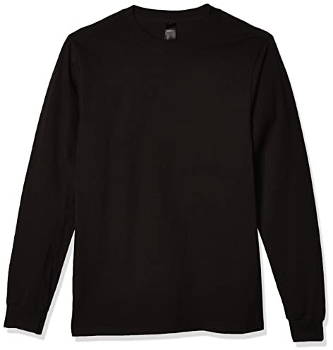 Hanes Men's Beefy Long Sleeve Shirt, 1 Or 2 Pack, Black, Large