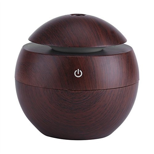 Diffuseur d'Huiles Essentielles 130ml, Diffuseur Ultrasonique Humidificateur d'air Portable pour pour Spa Massage Yoga Salon ou Bureau(Brun Foncé)