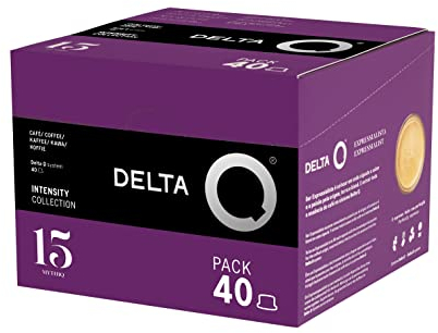 Delta Q - Cápsulas de Café Molido MythiQ - Espresso Intenso con Notas de Cacao, Chocolate, Nueces Tostadas - Molido Natural - 40 Cápsulas
