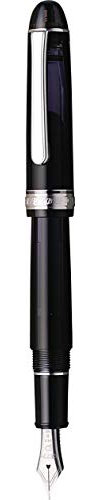 PLATINUM Japanischer Füllfederhalter #3776 Century Rhodium Black Diamond F/Schwarz / 0,28-0,34 mm/Handgefertigt/Feder aus 14-Karätigem Gold/mit Geschenkbox/Füllhalter