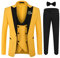 YOUTHUP Herren Anzug Slim Fit 3 Teiliger Herrenanzug Modern Smoking mit Fliege und Broschen für Hochzeit Abschlussball, Gelb, XXL