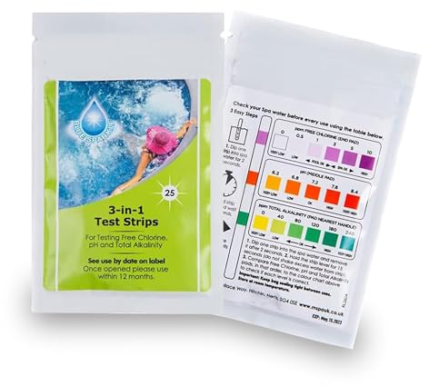 𝐏𝐔𝐑𝐄 𝐒𝐏𝐋𝐀𝐒𝐇! Hot Tub & Pool Water Test Strips – 50 Easy-to-Use Strips for Testing Chlorine, pH & Water Balance | Fast Results for Inflatable, Paddling & Above-Ground Pools