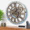 HOSTON Große Wanduhr XXL Wanduhr Uhren für Wohnzimmer ndustrial Steampunk für Wohnzimmer, Küche, Bauernhaus, Büro, Bar (Blau, 20 Inches)