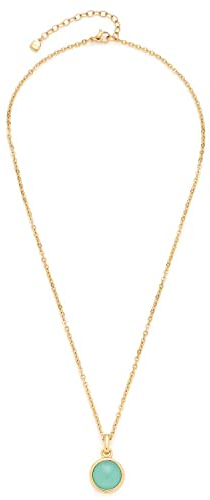 JEWELS BY LEONARDO Halskette Bea • Anker-Kette aus goldfarbenem Edelstahl • runder Anhänger aus türkisfarbenem Glascabochon • 45-50 cm Länge • Geschenk Damen Schmuck • 023059