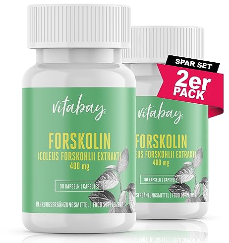 Vitabay Forskolin 400mg - 180 Kapseln aus Coleus Forskohlii Extrakt - Forskolin Hochdosiert Blase - Forskolin Blase Forskolina Forskolin Kapseln - Forscolin Foskolin Forskolin Pulver Forskolin Coleus