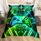 Geometric Gamepad Duvet Cover King Size,Modern Gamer Comforter Cover with 2 Pillowcase for Teens Adults,Kids Blue Green Neon Bedding Set,Video Games Breathable 3 Pieces Decorative Bed Cover