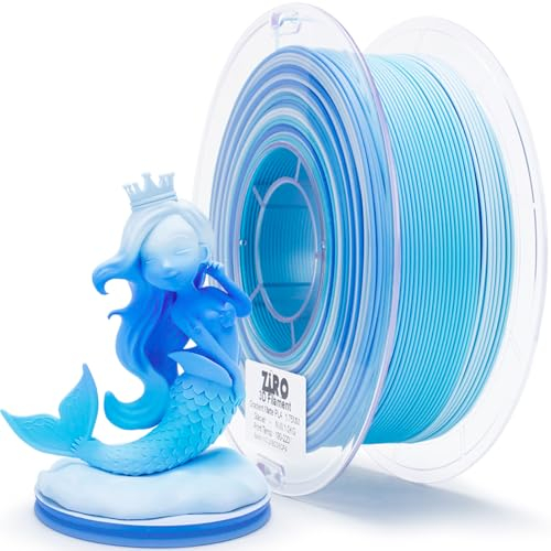 ZIRO Farbwechsel Filament, Matte Multi Farben 3D Drucker Filament, Schnellere Farbe Geändert durch Länge PLA, Maßgenauigkeit +/-0.03mm, 1KG/2.2lbs Spule, Passen die Meisten FDM 3D Drucker, Gletscher