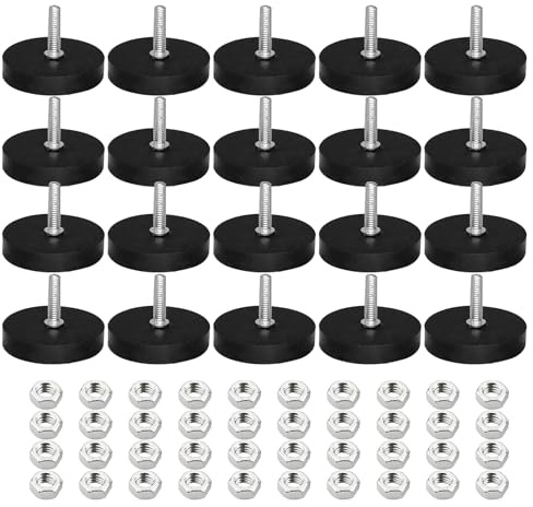 20 Stück Neodym Magnet Gummiert, Ø22mm Starke Gummiert Magnete Anti-Rutsch mit M4 Außengewinde, Magnete mit Gewinde für Fahrzeuge, Lampen, Befestigen von Werkzeugen