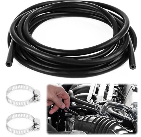 KFDDRN Durite Silicone, 3 Mètres Id 4mm Tuyau Aquarium Haute Performance, Tuyau en Silicone Tuyau Caoutchouc Noir avec 2 Colliers De Serrage pour Raccords à Vide De Turbine OD 8mm