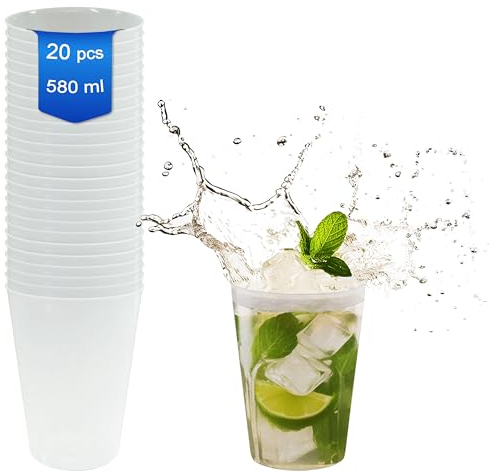 8around - Bicchieri in plastica flessibile riutilizzabile lavabile. Cocktail Mojito Cubata Sidra Fiesta Camping Halloween (20 bicchieri)