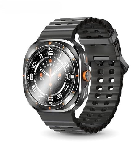 Reloj inteligente de 47 mm 7 Ultra para hombres y mujeres, AMOLED NFC, brújula, IP68, resistente al agua, frecuencia cardíaca, SpO2, reloj inteligente deportivo para Android y iOS (negro)
