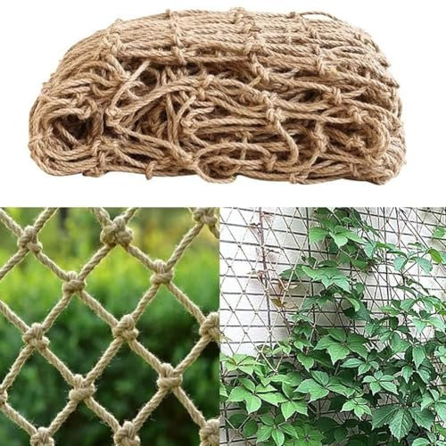 Thick Jute Rope, Outdoor Plant Support Net, Garden Trelli Climbing Plant Natural Netting With Jute Twine For Attaching Or Climbing Plants(1 x 5M)