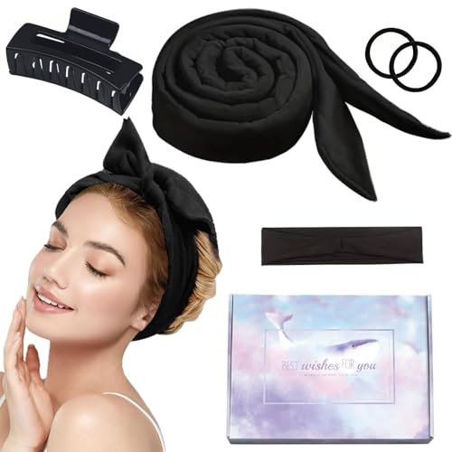 Lockenwickler Über Nacht, Neu Heatless Curls Band, Locken Ohne Hitze für Alle Haartypen, Hitzefreie DIY Blowout Hair Curler zum Ausschlafen, Overnight Lockenband, 1Set Schwarz