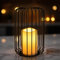 Metall Gitter Windlicht schwarz mit LED Kerze - 22 x 14 cm - Tisch Laterne warm weiß beleuchtet mit Timer - Tischdeko Zimmer Leuchte Stimmungslicht Nachttisch Lampe kabellos Batterie betrieben