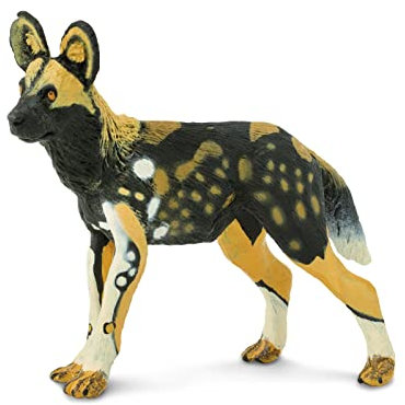 Safari Ltd. African Wild Dog Figurine - Lebensechte 3,5 Modellfigur - Bildungsspielzeug für Jungen, Mädchen und Kinder ab 3 Jahren, Grau/Braun