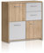 FORTE Quadro Kommode mit 3 Türen und 2 Schubladen, Holzwerkstoff, Sonoma Eiche / Weiß, 77.2 x 29.6 x 77.5 cm