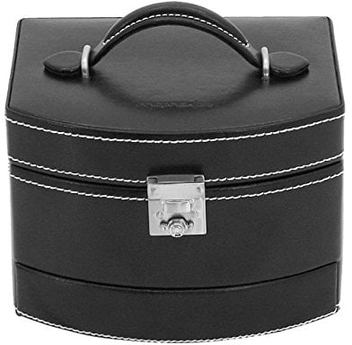 Friedrich|23, Schmuckkoffer, London, Leder, 16 x 13 x 12 cm, Rechteckig, Abschließbar, Mit Spiegel, Schwarz, 26102-2