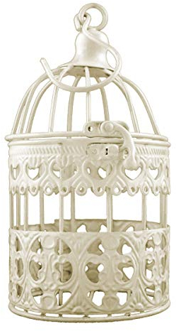 PrimoLiving Deko Metall Vogelkäfig antik weiß P-328 Gr. S