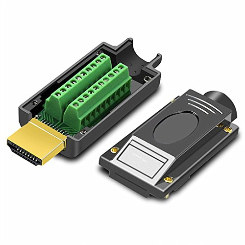 Oiyagai Adaptador HDMI Señales Terminal Breakout Cubierta de Metal Terminal Conector de Placa de ruptura Adaptador de Soldadura sin Soldadura (Negro)