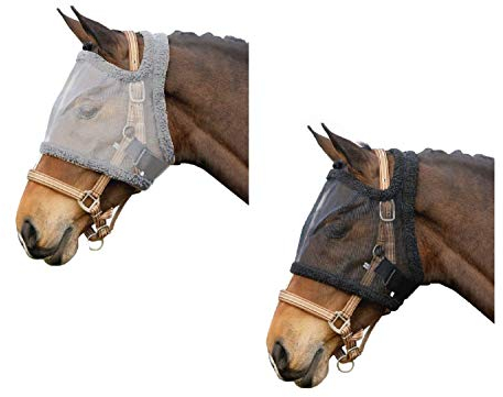 netproshop Fliegenmaske ohne Ohren Tragbar ohne Halfter Shetty, Fohlen Pony/Cob/Full, Groesse:Shetty, Farbe:Grau