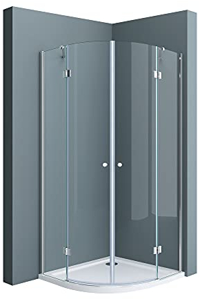doporro Duschkabine 100x100 viertelkreis Dusche Duschabtrennung inkl. flache-Duschwanne ESG-Sicherheitsglas Klarglas Easy-Clean-Beschichtung Ravenna02K