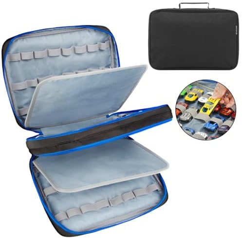 KISLANE 96 Toy Cars Storage Case Compatible with Toy Cars, Toy Cars Organizer Storage for Mini Toys, Toy Cars Car, Matchbox Cars, Small Dolls(Bag Only) (Black)