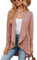 Famulily Cardigan long pour femme, cardigan cascade décontracté de couleur unie ouvert sur le devant, taille 36-44, rose, XL