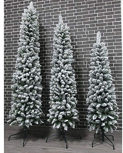 NAMUlA Künstlicher Bleistift, schlanker Weihnachtsbaum, Schnee beflockt, robust, schwer entflammbar, umweltfreundlich, unbeleuchtet, Weihnachtsdekoration, Metallständer, 3-teilig Fashionable