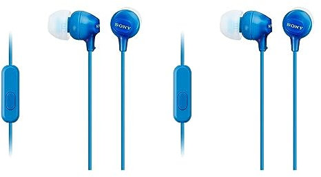 Sony Mdr-Ex15Ap - Cuffie In-Ear con Microfono, Auricolari in Silicone, Blu (Confezione da 2)