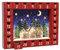 PE Handgefertigter Holz Adventskalender mit 24 Schubladen - Beleuchteter Weihnachtskalender mit Dorf Szene und Rentier - Weihnachtsdeko zum Befüllen für Kinder und Erwachsene 35,5 x 5 x 27,2 cm