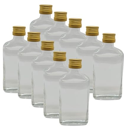 DIAH DO IT AT HOME Glass Flask Bottle 50 ml with Lid Screw Cap Gold for Liqueur DIY Wedding Gifts 20 pcs.