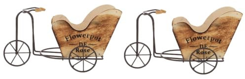 MERRYHAPY 2pcs Iron Tricycle Plant Stand Rustic Decorative Flower Pot Bike Planter Holder for Outdoor Indoor Decor