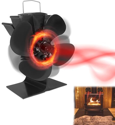 YRHome Ofenventilator 4 Flügel Kaminventilator Ventilator Kein Strom erforderlich Geräuscharmer für Kamin Holzöfen Öfen Holzbrenner