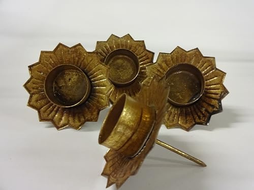 4er Set Kerzenhalter für Ihren Adventskranz Metall antik Gold Weihnachten Advent Form eines goldenen Stern Steckwindlicht Teelichthalter Adventskranzstecker