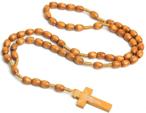 EIR Rosenkranz Kette,Katholischer Rosenkranz,Handgefertigt,Rosenkranz Holz,Gebetskette Christlich,Holzkreuz,Rosenkranz aus Holz für Männer und Frauen