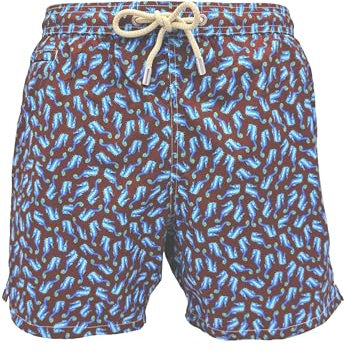 MC2 SAINT BARTH Costume da bagno Seahorse Dance con stampa di cavallucci marini, colore marrone, marrone, M